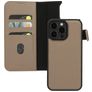 Mobiparts iPhone 15 Pro Max MagSafe Hülle Echtes Leder Abnehmbare 2in1 Klapphülle Geldbörse - Taupe