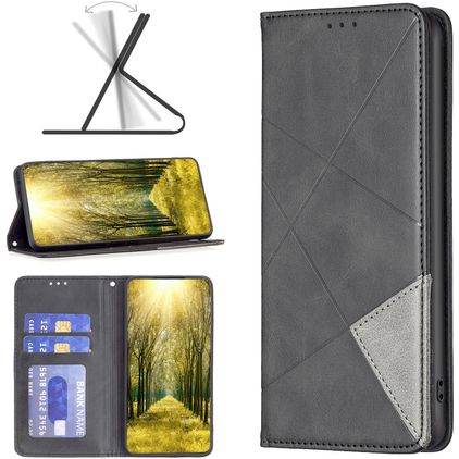 Mobigear Rhombus Slim Motorola Edge 40 Hülle Klapphülle - Schwarz