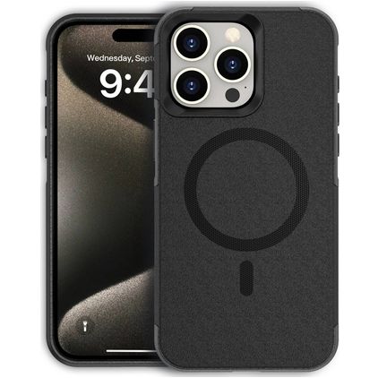 Mobigear Traveller iPhone 15 Pro Max MagSafe Hülle Hardcase Backcover Stoßfest - Schwarz