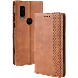 Mobigear Sensation Motorola One Vision Hülle Klapphülle Geldbörse - Cognac