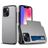 Mobigear Card iPhone 15 Plus Hülle Hardcase Backcover Stoßfest mit Kartenhalter - Grau