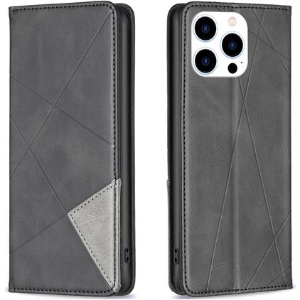 Mobigear Rhombus Slim iPhone 15 Pro Hülle Klapphülle - Schwarz