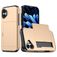 Mobigear Card iPhone 16 Hülle Hardcase Backcover Stoßfest mit Kartenhalter - Gold