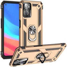 Mobigear Armor Ring OPPO A76 Hülle Hardcase Backcover Stoßfest mit Ringhalter - Gold