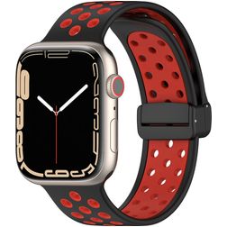 Mobigear Sport Plus Mag Silikon Apple Watch Armband Magnetverschluss - 42/41/40/38 mm - Schwarz / Weinrot