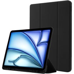 Mobigear Tri-Fold Gel iPad Air 11 Zoll (2025) Hülle TPU,Kunstleder Klapphülle + Stifthalter - Schwarz