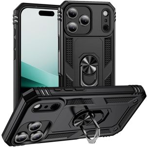 Mobigear Armor Ring iPhone Air Hülle Hardcase Backcover Stoßfest mit Ringhalter - Schwarz