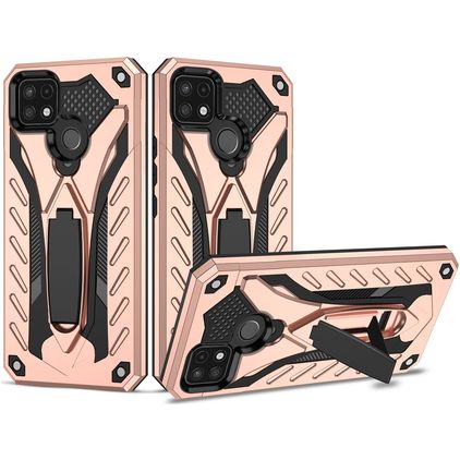 Mobigear Armor Stand Realme C25Y Hülle Hardcase Backcover Stoßfest mit Ständer - Roségold