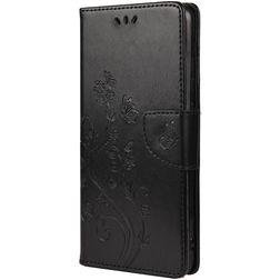 Mobigear Flowers Xiaomi Redmi Note 10 5G Hülle Klapphülle Geldbörse - Schwarz