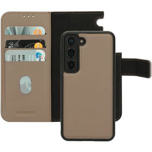 Mobiparts Samsung Galaxy S23 Hülle Echtes Leder Abnehmbare 2in1 Klapphülle Geldbörse - Taupe