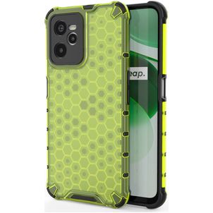 Mobigear Honeycomb Realme C35 Hülle Hardcase Backcover Stoßfest - Grün