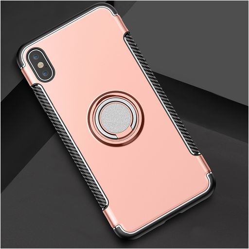 Mobigear Armor Ring iPhone XS Max Hülle Hardcase Backcover Stoßfest mit Ringhalter - Roségold