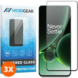 Mobigear Premium OnePlus Nord 3 Panzerglas Gehärtetes Glas Displayschutz - Hüllenfreundlich - Schwarz (3er Pack)
