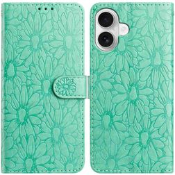 Mobigear Flowers iPhone 17 Hülle Klapphülle Geldbörse - Grün
