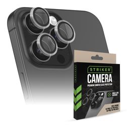 Striker Single Lens iPhone 14 Pro Panzerglas Gehärtetes Glas Kameralinsen Schutz - Hüllenfreundlich - Schwarz