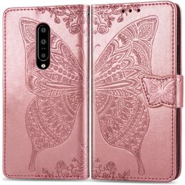 Mobigear Butterfly OnePlus 7 Pro Hülle Klapphülle Geldbörse - Roségold