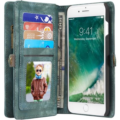 Caseme 008 iPhone 7 Plus Hülle Abnehmbare 2in1 Klapphülle Geldbörse - Grün