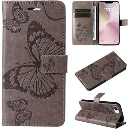 Mobigear Butterfly iPhone 17e Hülle Klapphülle Geldbörse - Grau