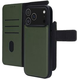 Mobiparts iPhone 17 Pro Max Hülle Echtes Leder Abnehmbare 2in1 Klapphülle Geldbörse - Grün