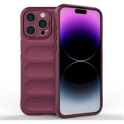 Mobigear Bumpy iPhone 15 Pro Max Hülle Flexibles TPU Backcover - Weinrot