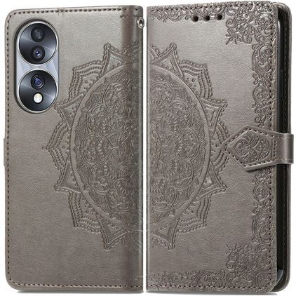 Mobigear Mandala HONOR 70 Hülle Klapphülle Geldbörse - Grau
