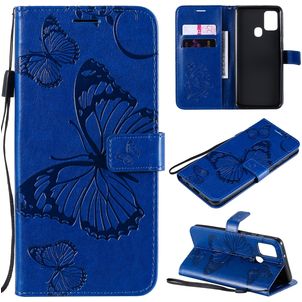 Mobigear Butterfly Samsung Galaxy A21s Hülle Klapphülle Geldbörse - Blau