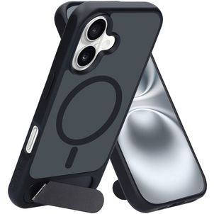Mobiparts Hardcover iPhone 16 MagSafe Hülle Hardcase Backcover mit Ständer - Satin Black