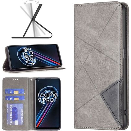 Mobigear Rhombus Slim Realme 9 Pro Plus Hülle Klapphülle - Grau