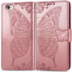 Mobigear Butterfly iPhone 16e Hülle Klapphülle Geldbörse - Roségold
