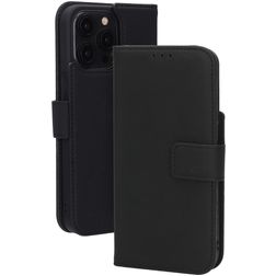 Mobiparts Wallet iPhone 15 Pro Max MagSafe Hülle Echtes Leder Klapphülle Geldbörse - Schwarz