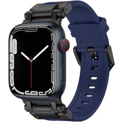 Mobigear Explorer Silikon Apple Watch Armband Dornschließe - 49/46/45/44 mm - Schwarz / Blau