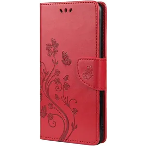 Mobigear Flowers Samsung Galaxy A53 Hülle Klapphülle Geldbörse - Rot