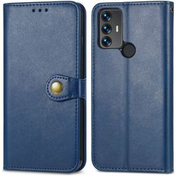 Mobigear Snap Button TCL 30 SE Hülle Klapphülle Geldbörse - Blau