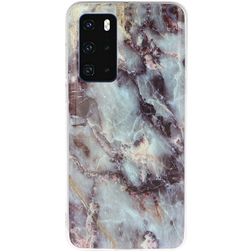 Mobigear Marble Huawei P40 Hülle Flexibles TPU Backcover - Grau