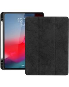 Mobigear Tri-Fold Gel iPad Pro 12.9 Zoll (2018) Hülle TPU,Kunstleder Klapphülle + Stifthalter - Schwarz