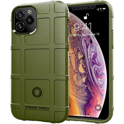Mobigear Rugged Shield iPhone 12 Hülle Flexibles TPU Backcover Stoßfest - Grün