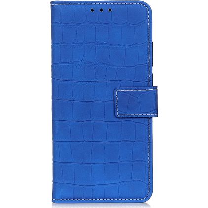 Mobigear Croco Google Pixel 6a Hülle Klapphülle Geldbörse - Blau