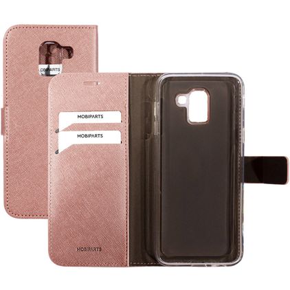 Mobiparts Saffiano Wallet Samsung Galaxy J6 (2018) Hülle Klapphülle Geldbörse - Pink