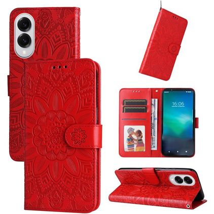 Mobigear Sunflower Samsung Galaxy S25 Edge Hülle Klapphülle Geldbörse - Rot