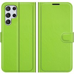 Mobigear Classic Samsung Galaxy S22 Ultra Hülle Klapphülle Geldbörse - Grün