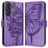 Mobigear Butterfly Samsung Galaxy M55 Klapphülle Portemonnaie - Lila
