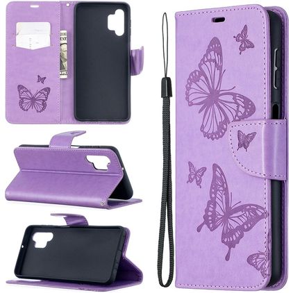 Mobigear Butterfly Samsung Galaxy A32 5G Hülle Klapphülle Geldbörse - Lila