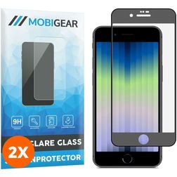 Mobigear Premium iPhone SE (2022) Panzerglas Gehärtetes Glas Displayschutz - Hüllenfreundlich - Schwarz (2er Pack)