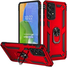 Mobigear Armor Ring Samsung Galaxy A73 Hülle Hardcase Backcover Stoßfest mit Ringhalter - Rot