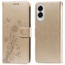 Mobigear Flowers Samsung Galaxy S25 Edge Hülle Klapphülle Geldbörse - Gold