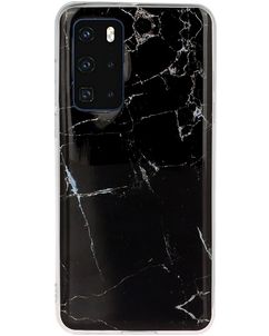 Mobigear Marble Huawei P40 Hülle Flexibles TPU Backcover - Schwarz