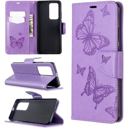 Mobigear Butterfly Huawei P40 Pro Hülle Klapphülle Geldbörse - Lila