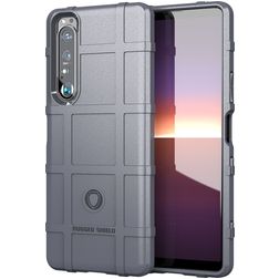 Mobigear Rugged Shield Sony Xperia 1 III Hülle Flexibles TPU Backcover Stoßfest - Grau