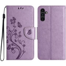 Mobigear Flowers Samsung Galaxy A36 Hülle Klapphülle Geldbörse - Lila