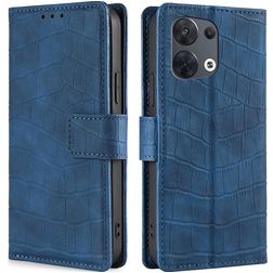 Mobigear Croco OPPO Reno 8 5G Hülle Klapphülle Geldbörse - Blau